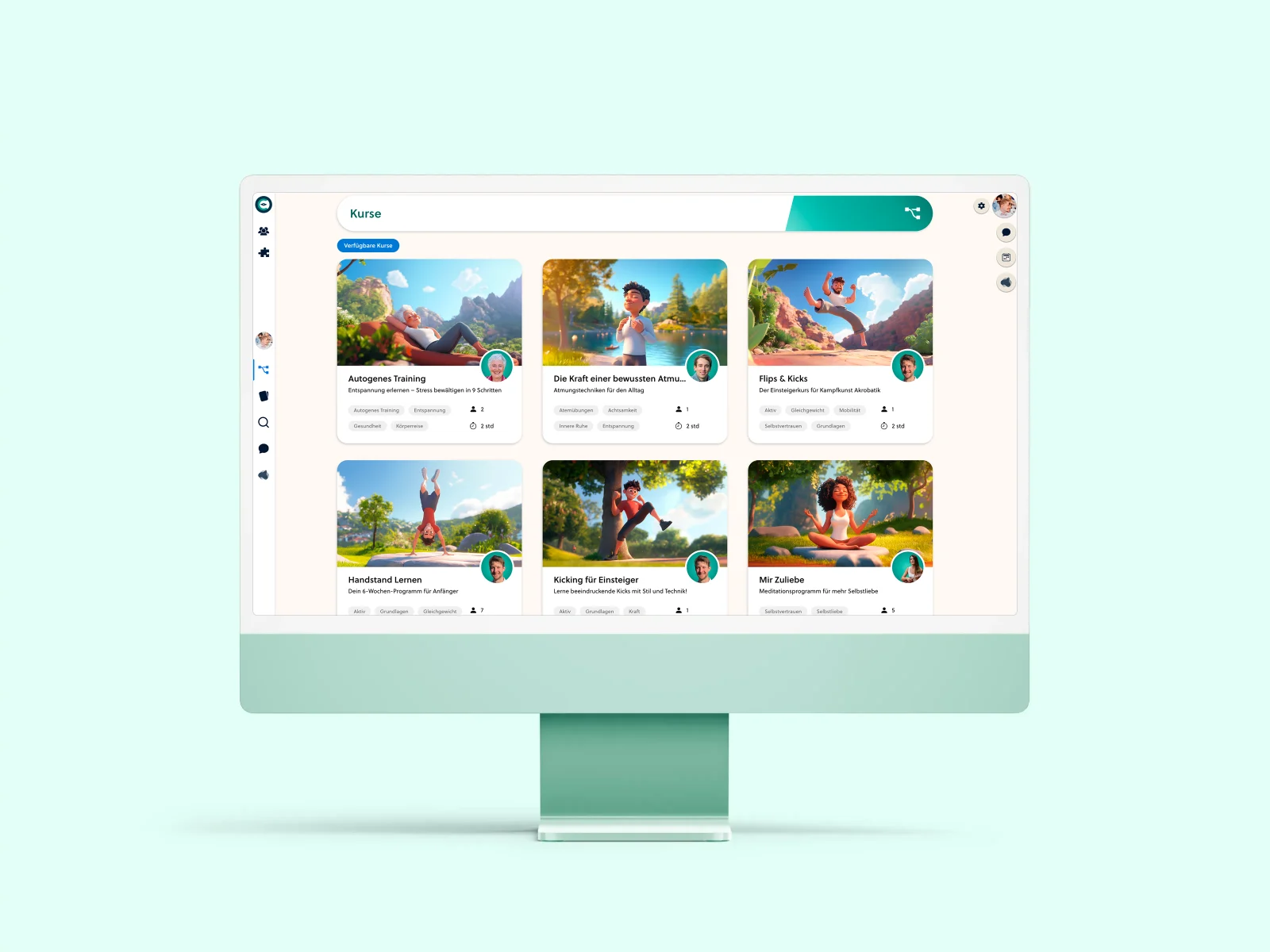 White-label wellness course portal example in a mint brand theme